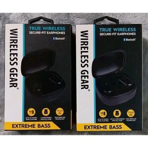 2 Pairs Wireless Gear True Wireless Secure Fit Earphones Bluetooth Extreme Bass
